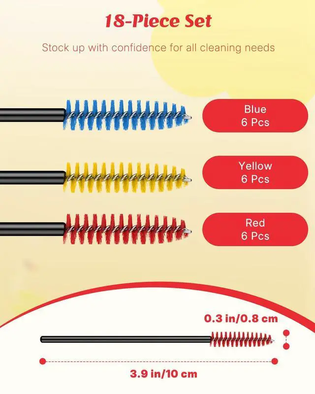 Alt view image 6 of 7 - Pawfly 18 Pcs Hummingbird Feeder Cleaning Brushes, Mini Nylon Hummingbird Feeder Brushes for Cleaning, Tiny Brushes for Cleaning Small Parts, Small Cleaner Brushes, Hummingbird Feeder Parts, 3 Colors