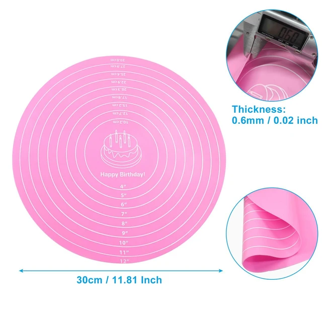 Alt view image 2 of 5 - Hitefu 12 Inch Round Silicone Cake Mat, Pink