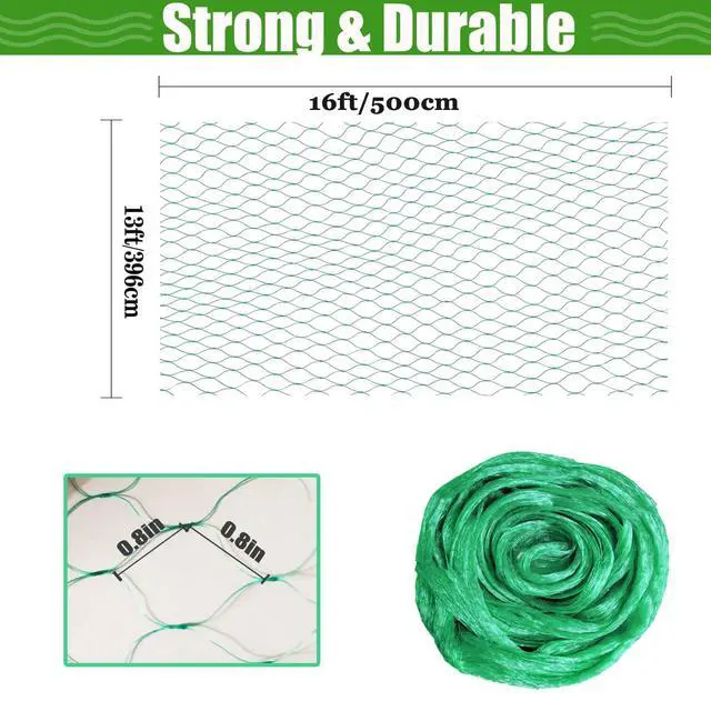 Alt view image 7 of 7 - Bird Netting for Garden Protection Bird Fence Plant Netting Garden Garden Netting Mesh for Chicken Coop Deer Squirrels Poultry Protect Fruit Trees Vegetable 13x16.5ft