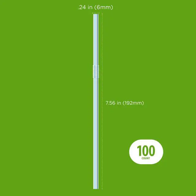 Alt view image 7 of 7 - Amazon Basics Disposable Striped Plastic Flex Straws, BPA Free, Food-Safe, 7.5" Long, Assorted Colors, 100 Count