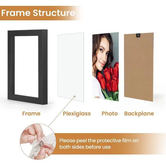 Alt view image 4 of 5 - LBECUA 4x6 Picture Frame Set of 2, Black Picture Frame, Wooden