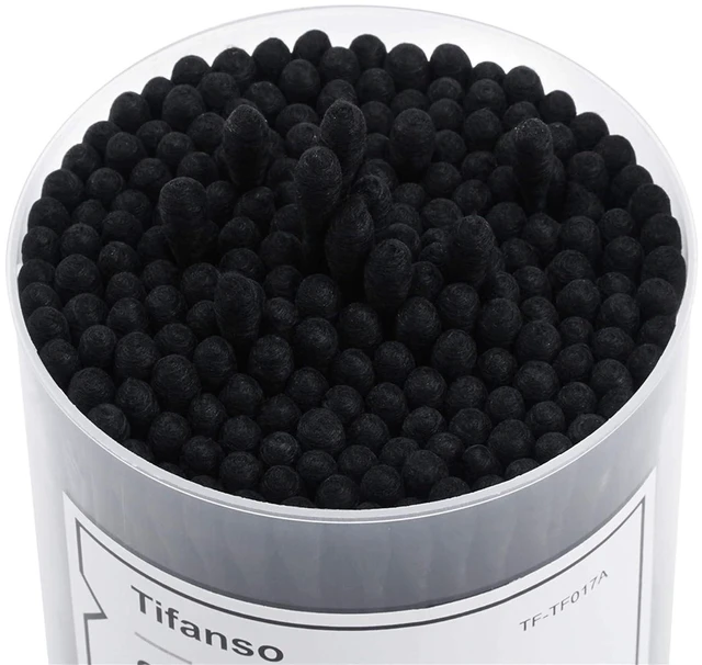 Alt view image 4 of 6 - tifanso 200 Count Black Double Tipped Cotton Swabs, Hypoallergenic Natural