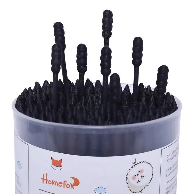 Alt view image 7 of 7 - Black Cotton Swabs Spiral Pointed - 200 Count Organic Cotton Buds Charcoal Gothic Double Side Tightly Wrapped Precision Cotton Tips Paper Stick Soft Gentle Lint-Free, Spiral & Pointy (Black)