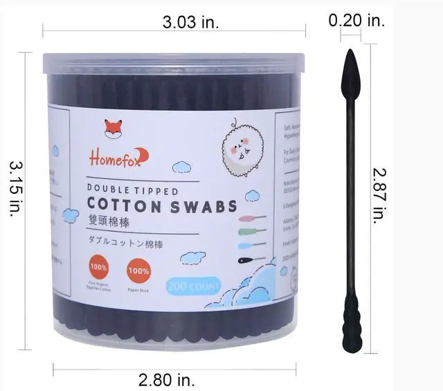 Alt view image 3 of 7 - Black Cotton Swabs Spiral Pointed - 200 Count Organic Cotton Buds Charcoal Gothic Double Side Tightly Wrapped Precision Cotton Tips Paper Stick Soft Gentle Lint-Free, Spiral & Pointy (Black)