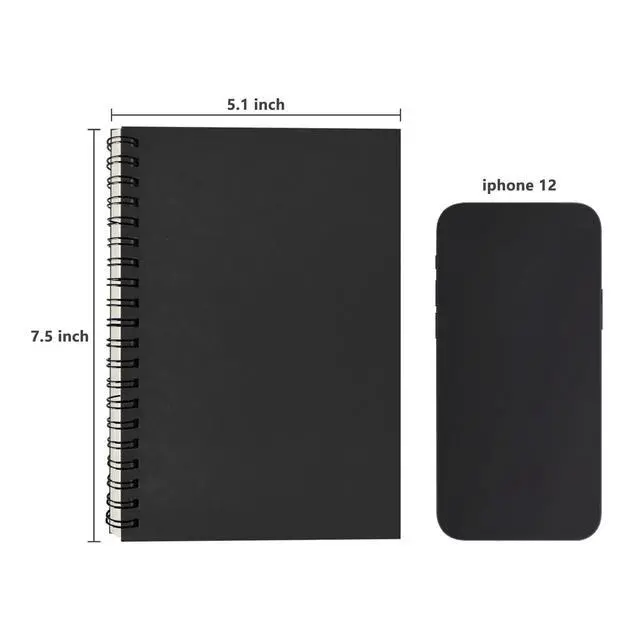 Alt view image 5 of 6 - DSTELIN Blank Spiral Notebook, 1-Pack, Soft Cover, 100 Pages/50 Sheets, 7.5 x 5.1 Inch, Black, Sketch Book