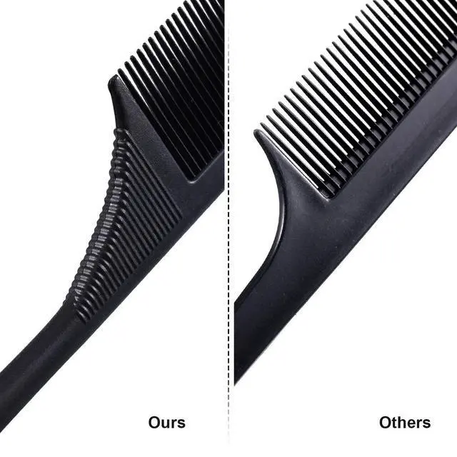 Alt view image 6 of 6 - Leinuosen Rat Tail Comb Fine Tooth Parting, 2 Pack, Black