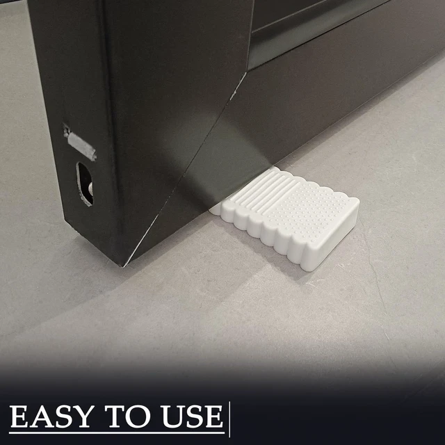 Alt view image 4 of 6 - 4 Pack Mini Non-Scratch Rubber Door Stop Wedges for Bottom of Door and Floor, Bedroom and Office, White