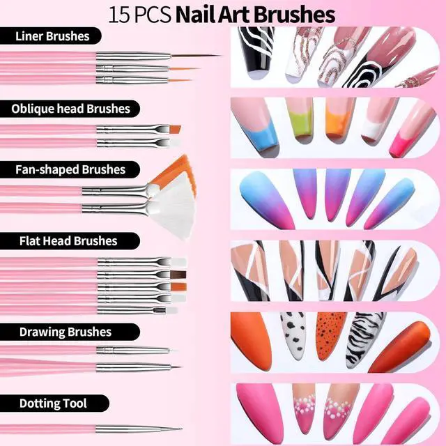 Alt view image 3 of 6 - FANDAMEI Nail Art Kit with Stand, Brushes, Dotting Tool, Palette, and Holder for Painting Nails