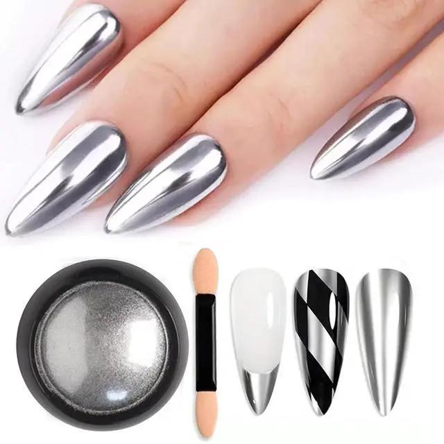 Main image of Holographic Mirror Nail Powder Chrome Silver Effect Metallic Dust Sequins UV Gel Nail Pigment for Nail Art Decoration