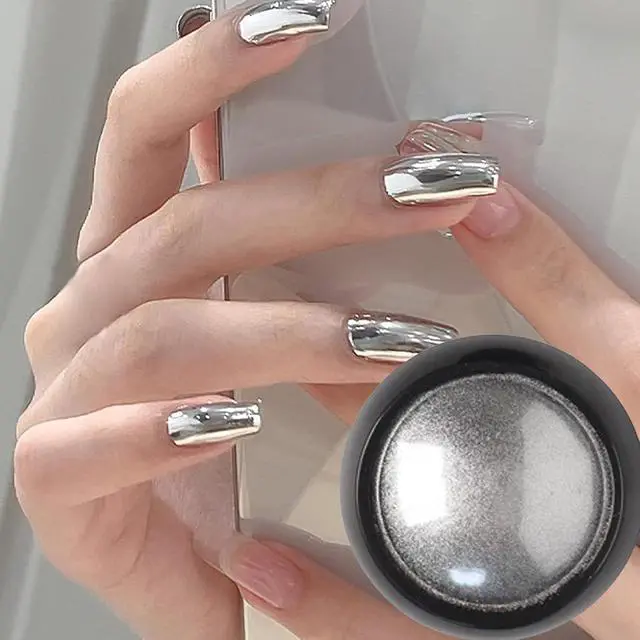 Alt view image 5 of 7 - Holographic Mirror Nail Powder Chrome Silver Effect Metallic Dust Sequins UV Gel Nail Pigment for Nail Art Decoration