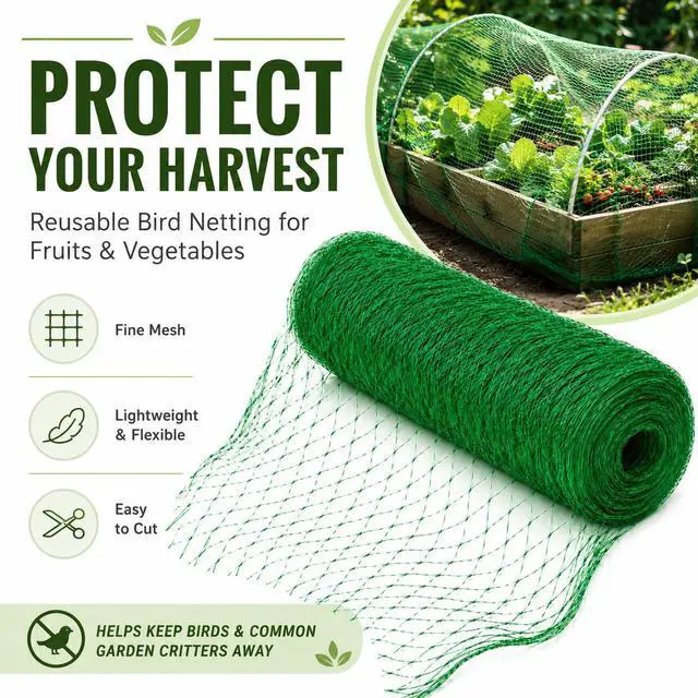 Alt view image 2 of 7 - Bird Netting 6.8x16.4FT, Reusable Fine Mesh for Garden Plant Protection, Fruit Trees, Vegetables, Blueberry Bushes, Raised Beds, Chicken Coop