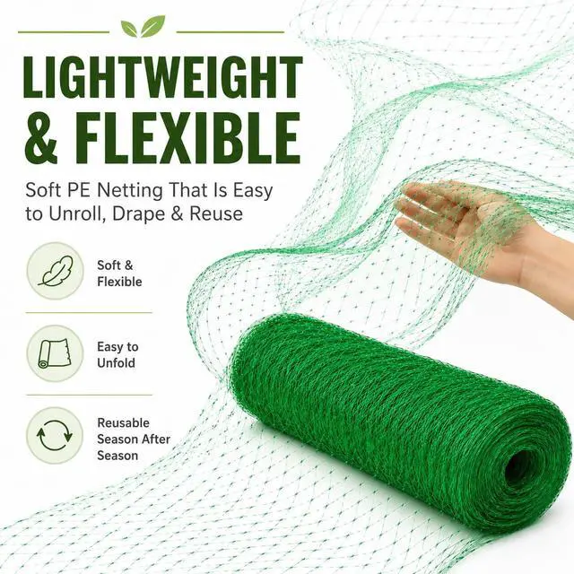 Alt view image 4 of 7 - Bird Netting 6.8x16.4FT, Reusable Fine Mesh for Garden Plant Protection, Fruit Trees, Vegetables, Blueberry Bushes, Raised Beds, Chicken Coop