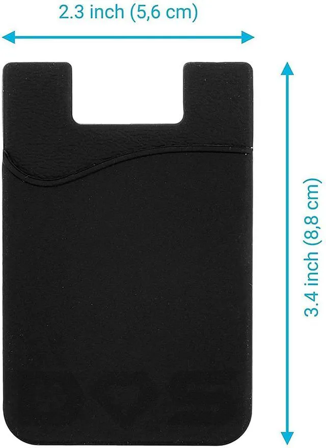 Alt view image 2 of 7 - Silicone Stick-on Wallet for Back of Phone Case, for iPhone, Android and Flat Surfaces, for Credit Cards, Business Cards, Money and ID Card, Black 1 Pack
