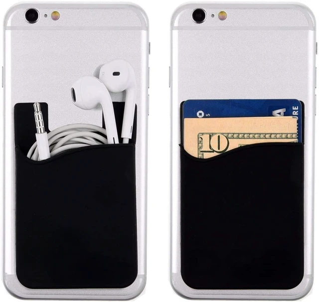 Alt view image 6 of 7 - Silicone Stick-on Wallet for Back of Phone Case, for iPhone, Android and Flat Surfaces, for Credit Cards, Business Cards, Money and ID Card, Black 1 Pack