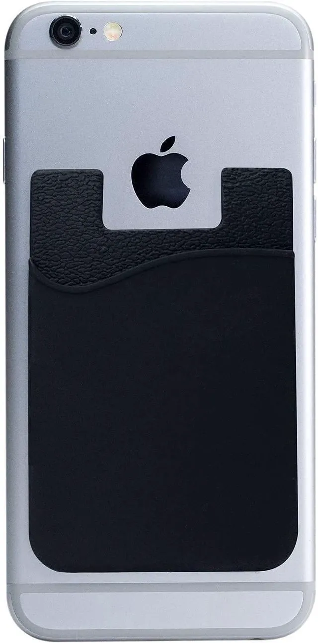 Alt view image 7 of 7 - Silicone Stick-on Wallet for Back of Phone Case, for iPhone, Android and Flat Surfaces, for Credit Cards, Business Cards, Money and ID Card, Black 1 Pack