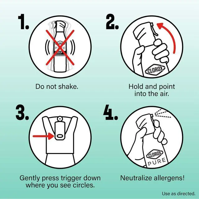 Alt view image 6 of 6 - Clorox PURE Allergen Neutralizer Daily Air Spray, Clean Breeze, 8oz