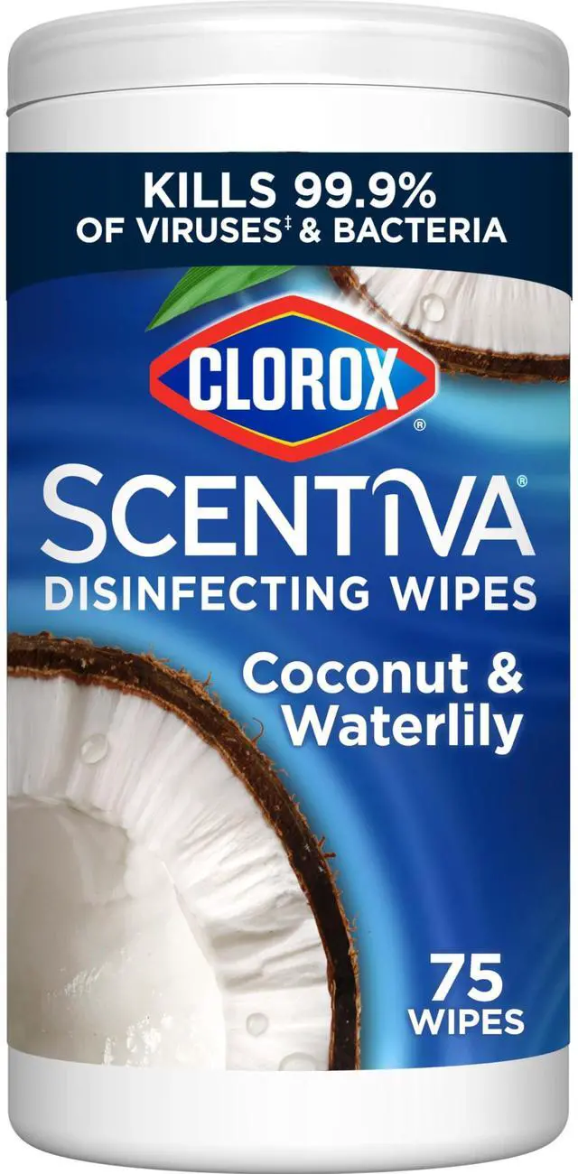Main image of Clorox Scentiva Disinfecting Wipes, Coconut and Waterlily, Antibacterial, 75 Count