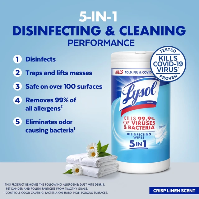 Alt view image 5 of 6 - Lysol Disinfecting Wipes Multi-Surface Cleaner, Crisp Linen, 80 Count