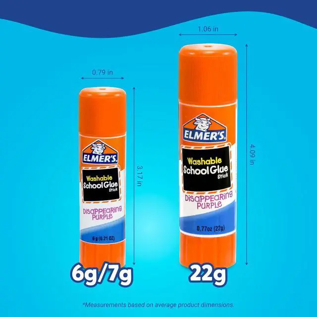 Alt view image 4 of 6 - Elmer's Disappearing Purple School Glue Sticks, Washable, 22 Grams, 3 Count, for Posters, Vision Boards, Back to School Supplies, #1 Teacher Brand