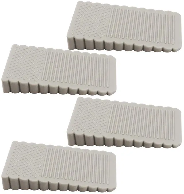 Main image of 4Pack Mini TPE Door Stopper Wedge, Sturdy Floor Door Stop for Various Surfaces, Gray