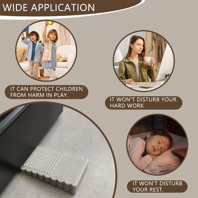 Alt view image 2 of 5 - 4Pack Mini TPE Door Stopper Wedge, Sturdy Floor Door Stop for Various Surfaces, Gray