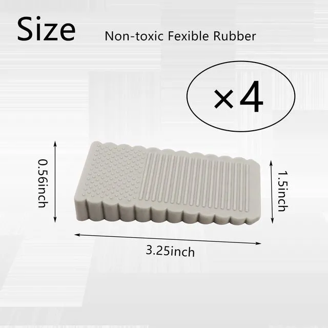 Alt view image 3 of 5 - 4Pack Mini TPE Door Stopper Wedge, Sturdy Floor Door Stop for Various Surfaces, Gray