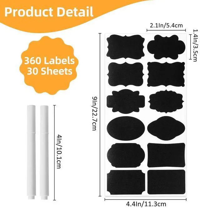Alt view image 4 of 7 - Homrelaxy 360 Pcs Chalkboard Labels Stickers for Glass Jars, 2.1"x1.4"