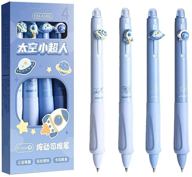 Main image of YYaaloa 4-Pack Retractable Erasable Gel Pens, Fine Point 0.5mm, Black Ink, for Writing Planner and Crossword Puzzles (Blue, Black)