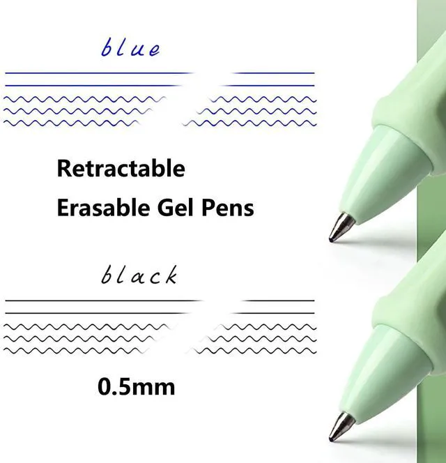 Alt view image 4 of 5 - YYaaloa 4-Pack Retractable Erasable Gel Pens, Fine Point 0.5mm, Black Ink, for Writing Planner and Crossword Puzzles (Blue, Black)
