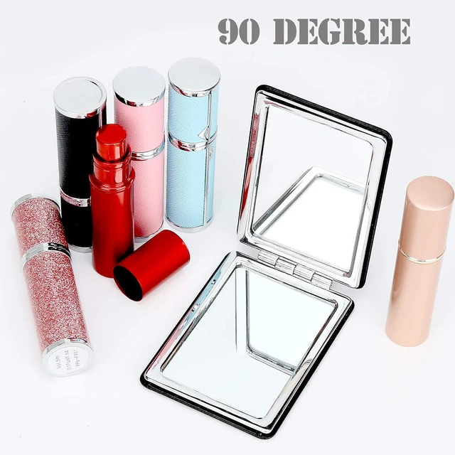 Alt view image 6 of 6 - Compact Vanity Mirror for Men, Black, Double-Sided Magnifying, Portable Travel Makeup Mirror for Handbag, Pocket, Wallet, Daily Use, Work, Business