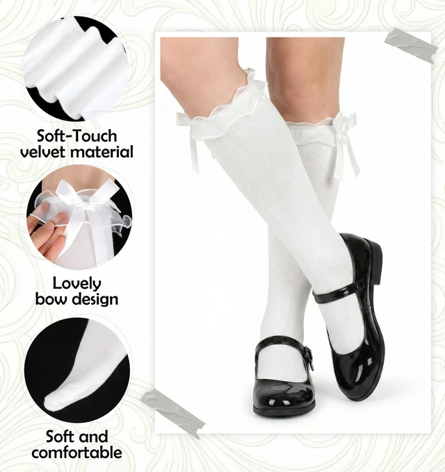 Alt view image 2 of 7 - Knee High Socks for Women, Stretchy Vintage Lolita, Cute for Daily Dance & Costume