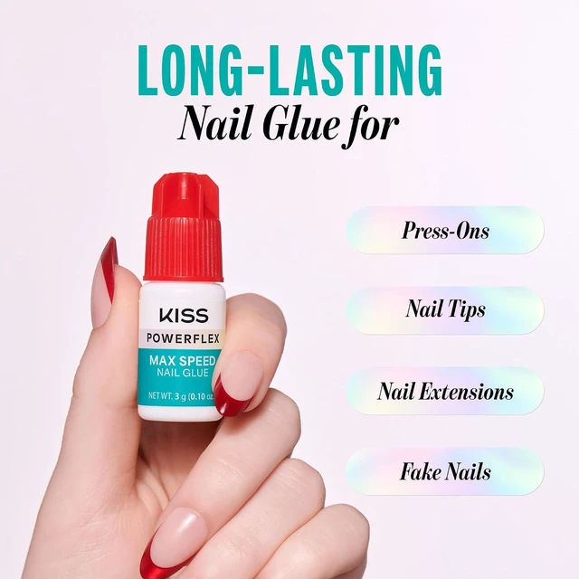 Alt view image 4 of 6 - Kiss PowerFlex Maximum Speed Nail Glue 0.1oz (3g) with Nozzle Tip Applicator for Glue-On Nails, Tips & Wraps