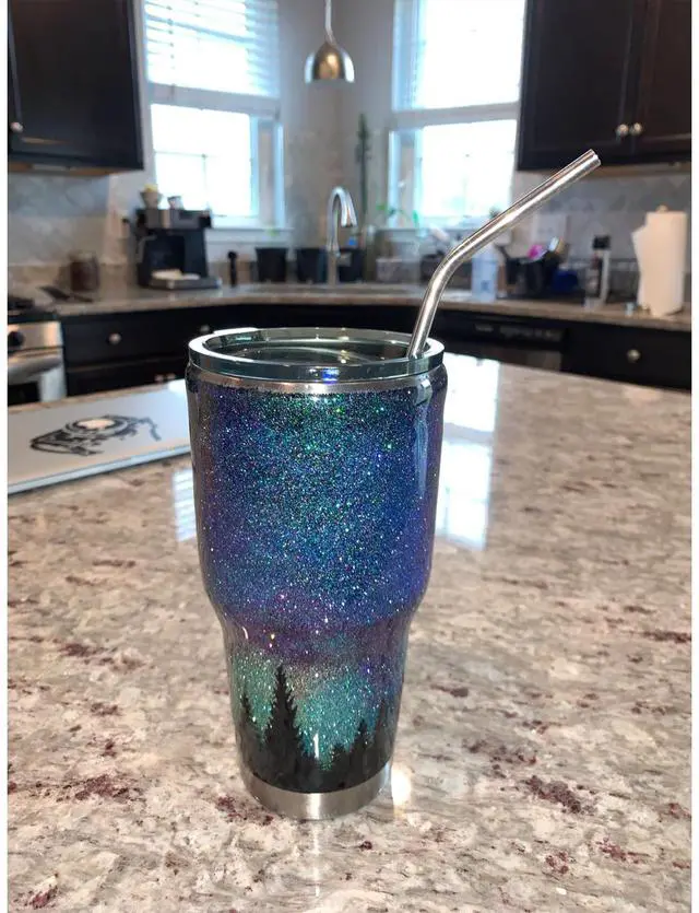 Alt view image 2 of 6 - Set of 4 Reusable Stainless Steel Straws, 10.5" Long, with Cleaning Brushes and Case, for 30 oz and 20 oz Tumblers