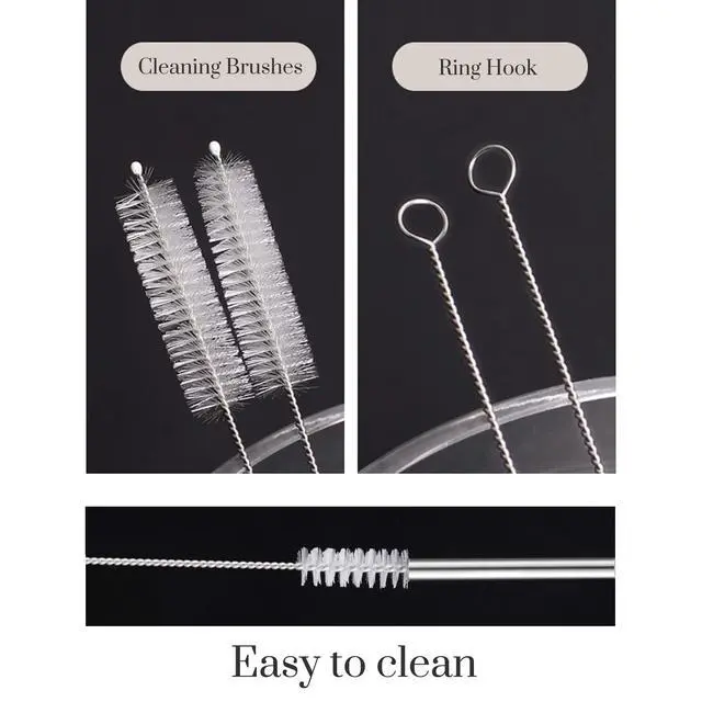 Alt view image 3 of 6 - Set of 4 Reusable Stainless Steel Straws, 10.5" Long, with Cleaning Brushes and Case, for 30 oz and 20 oz Tumblers