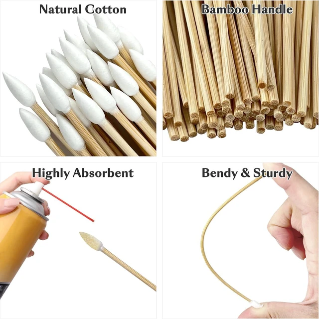 Alt view image 4 of 6 - 200 Count 6-Inch Pointed Cotton Swabs for Gun Cleaning
