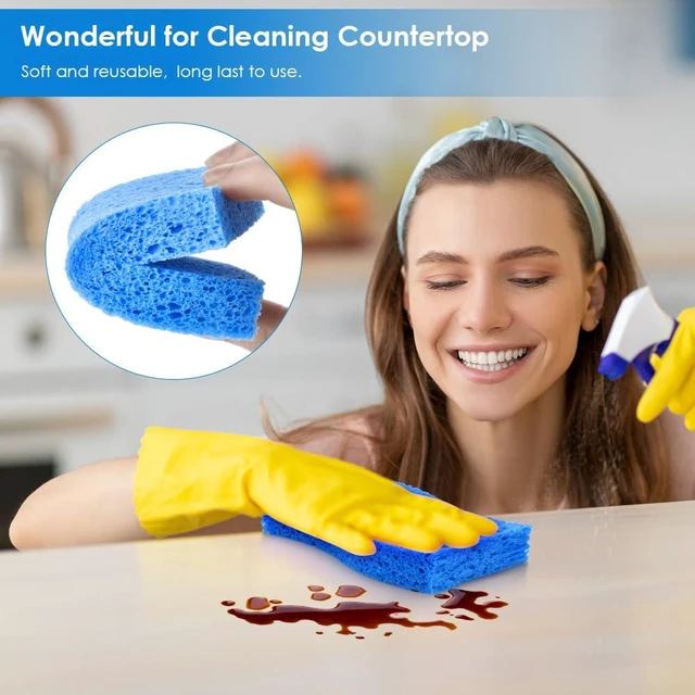 Alt view image 7 of 7 - 8PCS Blue Dish Washing Kitchen Sponge, Compressed Pack