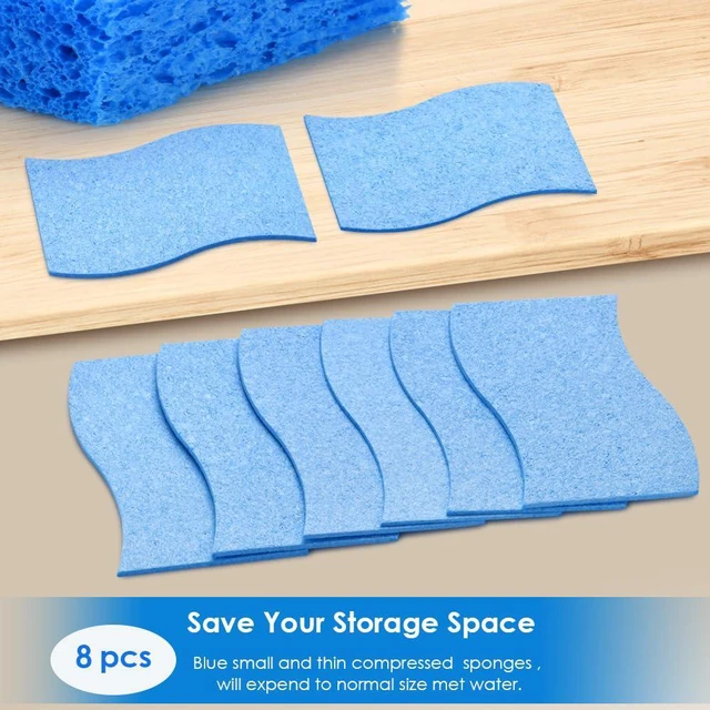 Alt view image 5 of 7 - 8PCS Blue Dish Washing Kitchen Sponge, Compressed Pack
