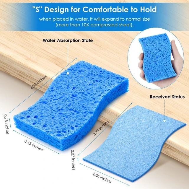 Alt view image 4 of 7 - 8PCS Blue Dish Washing Kitchen Sponge, Compressed Pack