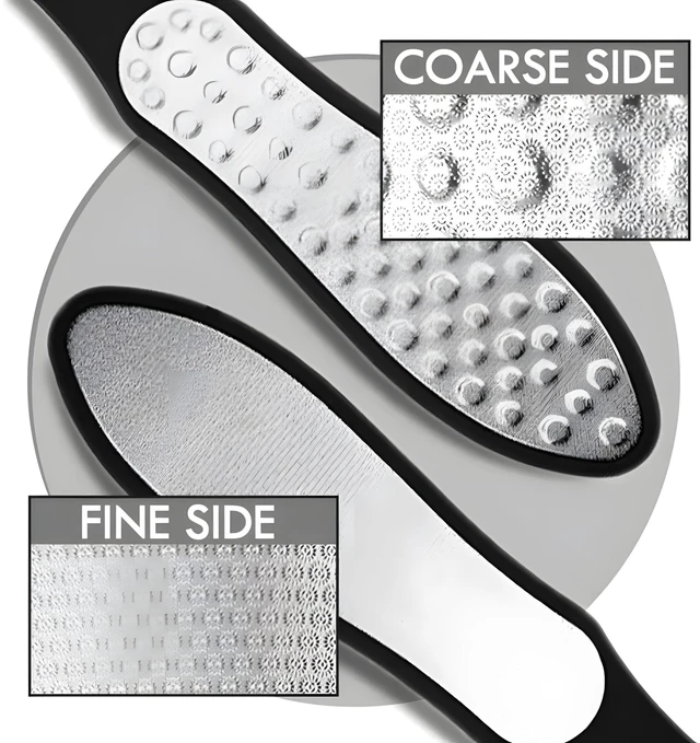 Alt view image 2 of 5 - 3-in-1 Large Size Foot File Callus Remover, Double Sided Stainless Steel Heel Scraper for Cracked Heels, Pedicure Tool with Coarse and Fine Sides, 1 Pc