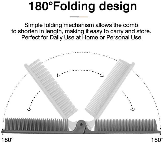 Alt view image 3 of 7 - 3-Piece Pocket Folding Comb Set, Dual-Headed Portable Travel Hair Brushes, Gray/Purple/White