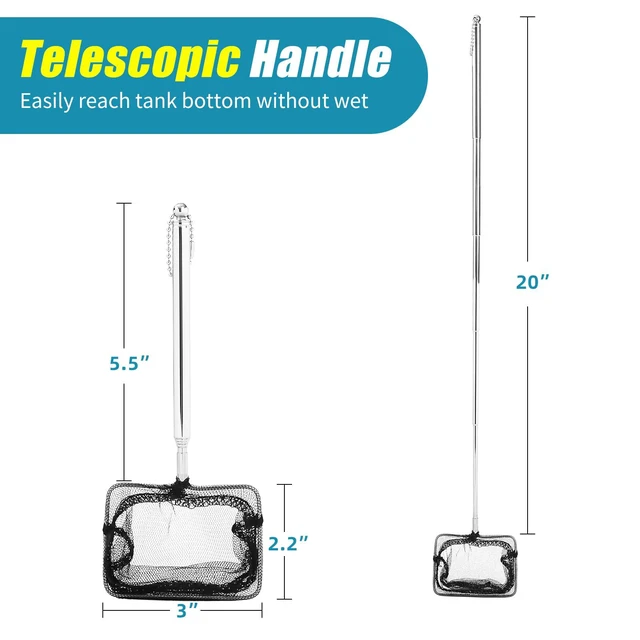 Alt view image 3 of 4 - AQUANEAT Adjustable Wastes Skimming Aquarium Net with Extendable Long Handle for Fish Tanks