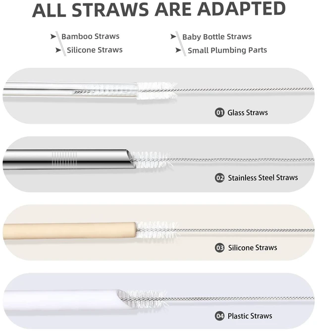 Alt view image 2 of 7 - 9-Piece Straw Cleaner Brush Kit for Stanley Mug 40 30 20 oz 3-Size Extra Long Pipe Cleaners Straw Cleaning Brush for Tumbler Sippy Cup Bottle Tube