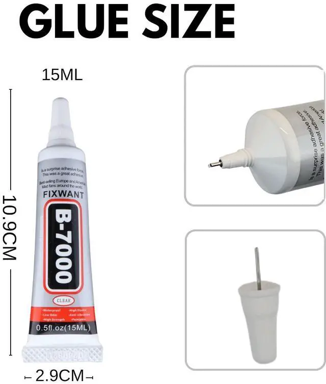 Alt view image 2 of 6 - B-7000 Clear Glue 2x15ML High Viscosity for Rhinestones, Crafts, Cell Phone Screen Repair, Jewelry, Stone, Metal, Nail Art, Glass