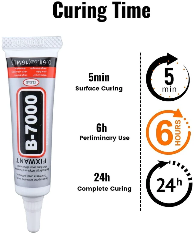 Alt view image 5 of 6 - B-7000 Clear Glue 2x15ML High Viscosity for Rhinestones, Crafts, Cell Phone Screen Repair, Jewelry, Stone, Metal, Nail Art, Glass
