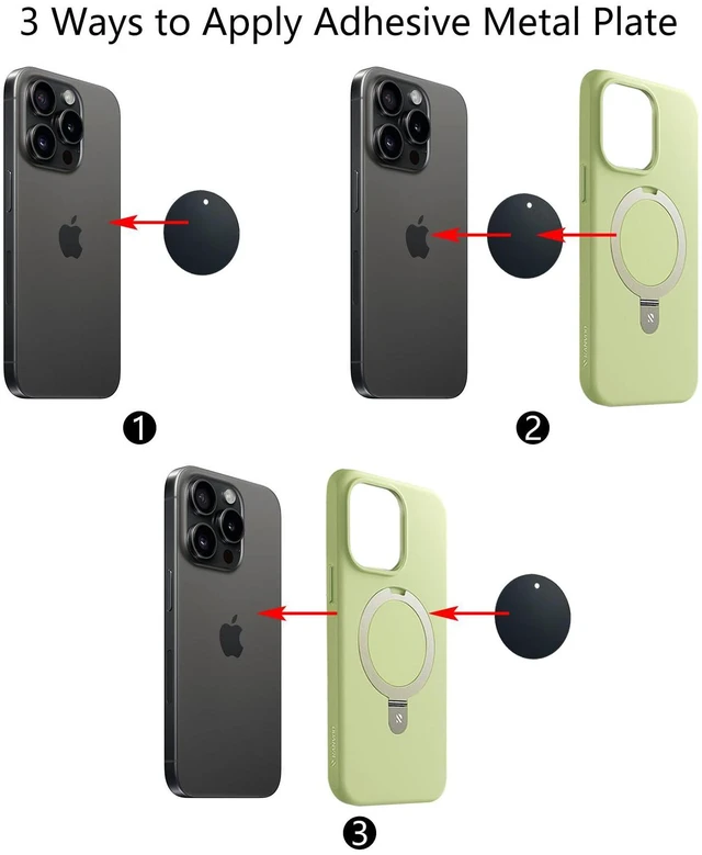 Alt view image 3 of 5 - BGJRBY Metal Plate Mount 12-Pack for Magnetic Car Phone Holder with Full Adhesive, Round, Black