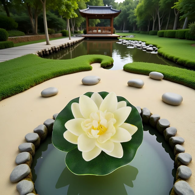 Alt view image 2 of 6 - Jinshining White Artificial Floating Foam Lotus Flower with Water Lily Pad Ornaments, Lifelike Fake Lotus for Patio Pond Pool Fish Tank Aquarium Home Garden Wedding Party