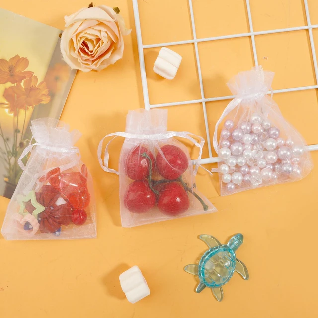 Alt view image 3 of 6 - White Organza Bags 50Pcs 3x4 Inch with Drawstring, Sheer Mesh Gift Pouches for Jewelry Party Favor Wedding Christmas