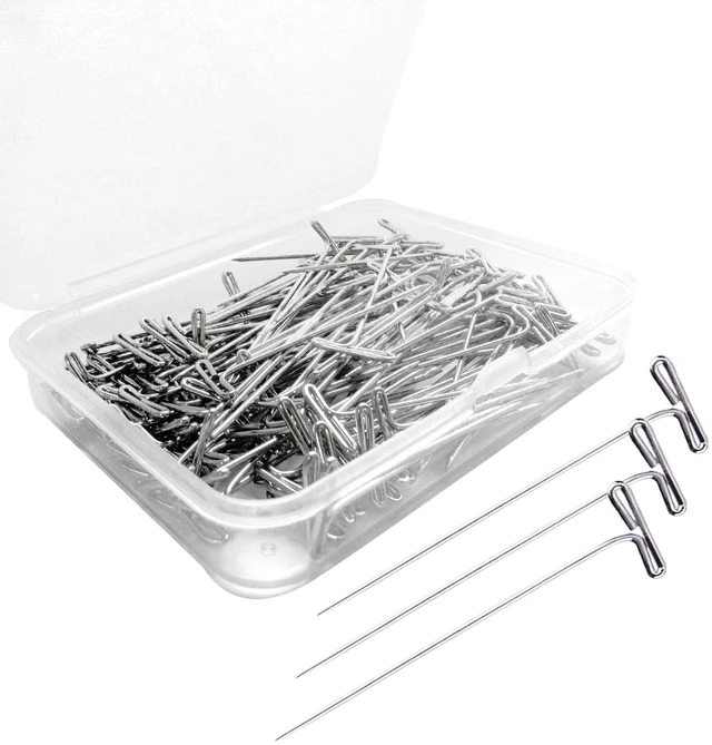 Main image of T Pins 100Pack 1.5Inch Stainless Steel for Blocking, Knitting, Wig, Foam Head, Crochet, Sewing, Craft, Quilting, Office, Decoration by Sunenlyst
