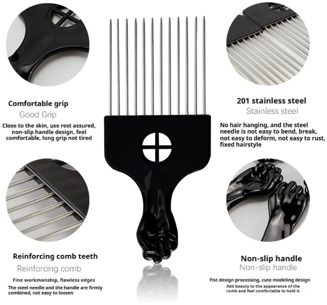 Alt view image 6 of 6 - Upgraded 2-in-1 Afro Hair Coil Pick Comb Curl Brush and Hair Sponge Brush Set with Metal Pick Comb for Black Men Women Curls, 2 Pcs
