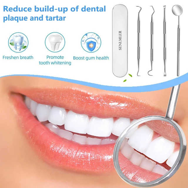 Alt view image 5 of 6 - Stainless Steel Dental Pick Tartar Scraper Tooth Cleaner Kit, Professional Plaque Remover Teeth Cleaning Tool Set with Storage Box for Dentist, Personal, Pets